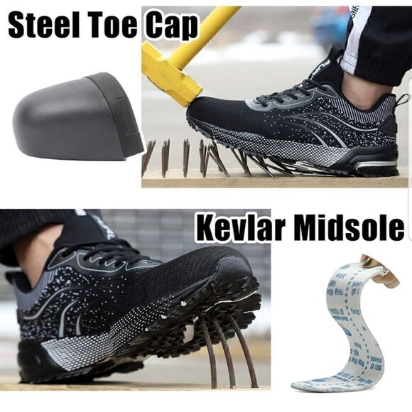 Furuian Steel Toe Shoes for Men Women Lightweight Safety Shoes Comfortable Steel - Picture 4 of 15